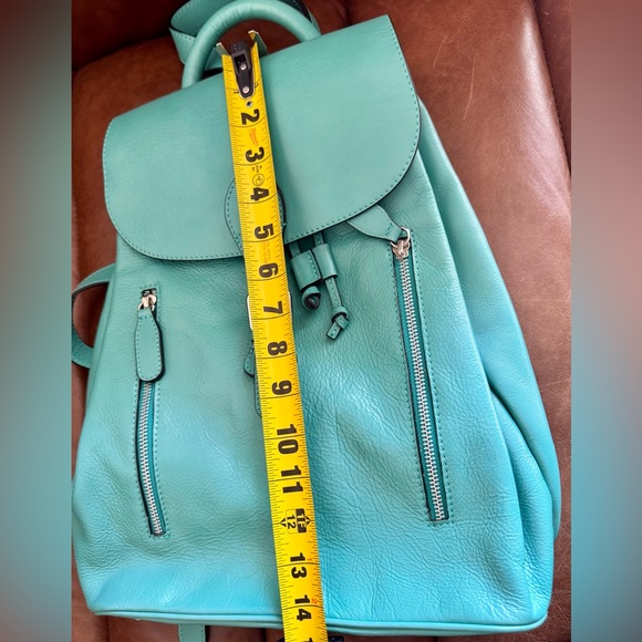 Turquoise leather backpack - Picture 9 of 10